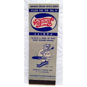 Pepsi Cola Matchbook Cover Walt Disney No 24 Horse On Plane Wing Aviation 1940s